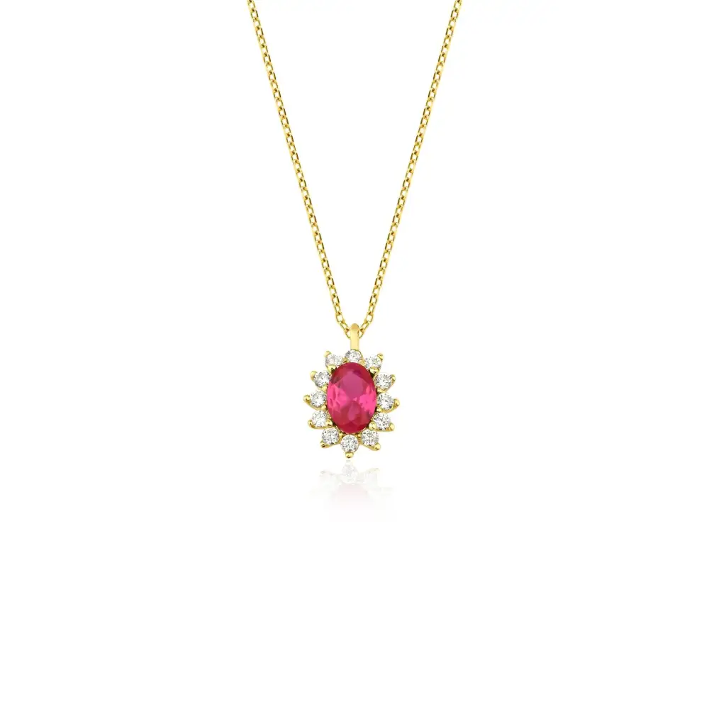 Solitaire Oval Ruby Necklace