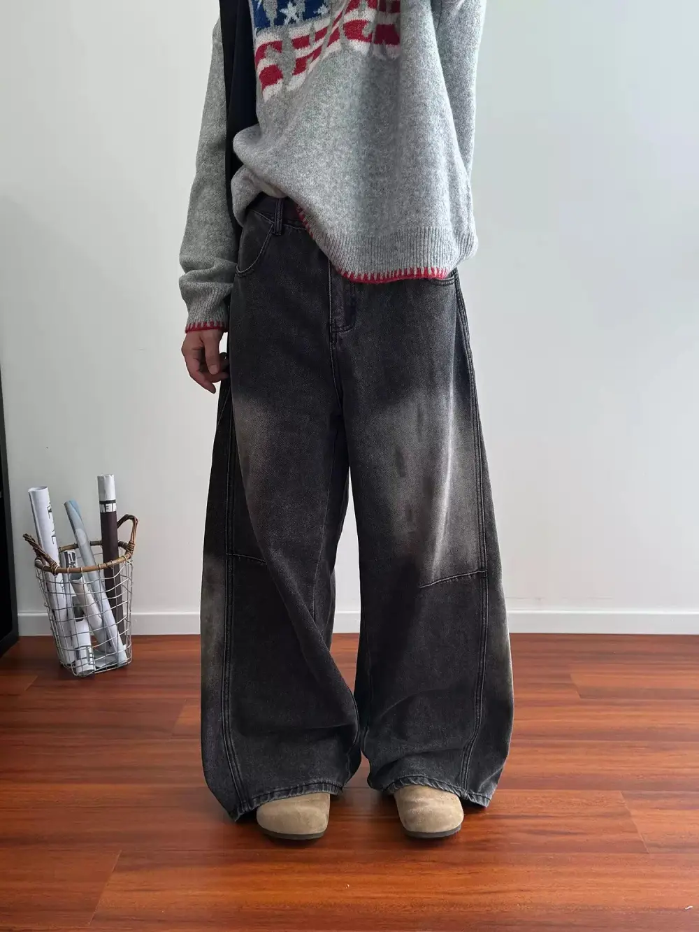 Acid Washed Wide Leg Jeans