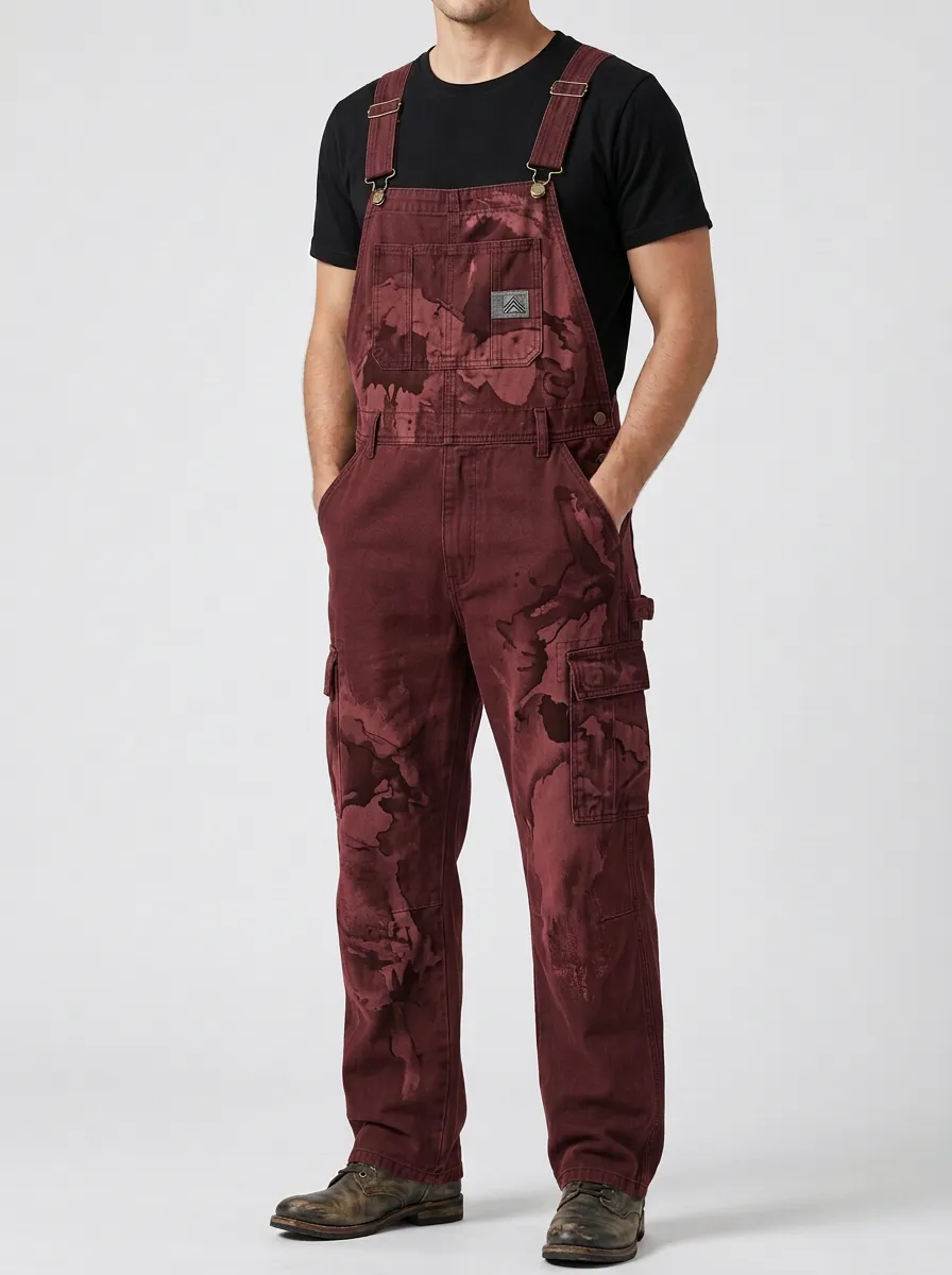 Abstract Print Cargo Overalls