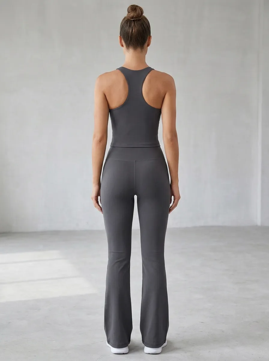 Yoga Fitness Flared-Leg Women's Tank Top Flare Pants Active Set