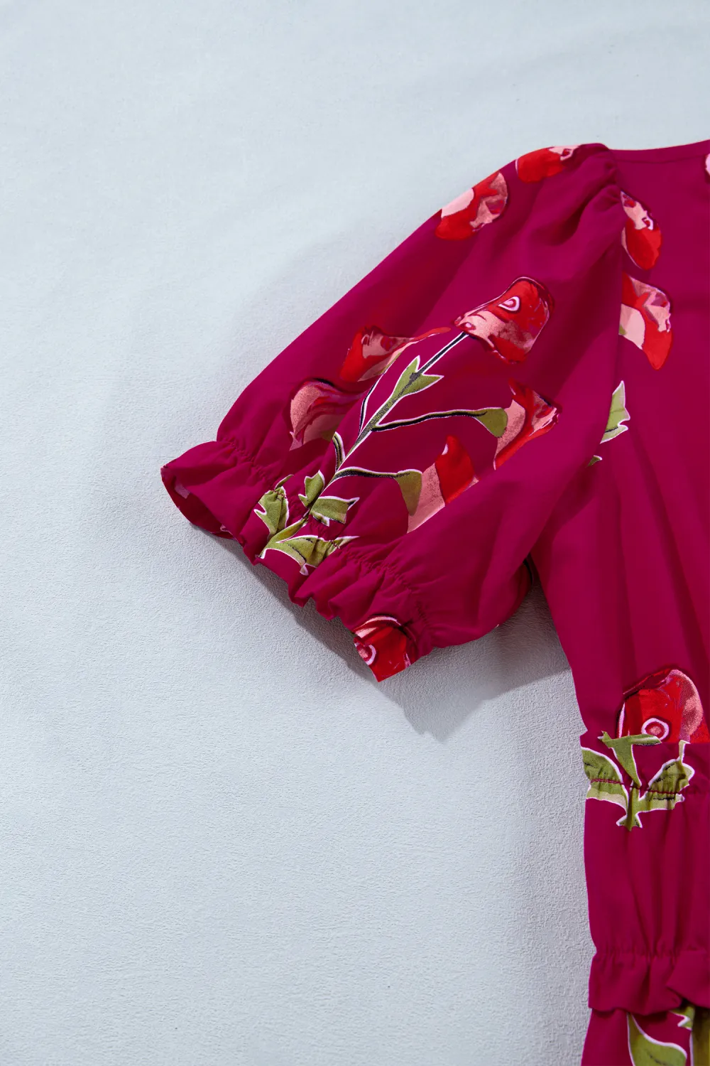 Red Floral Ruffle Maxi Dress