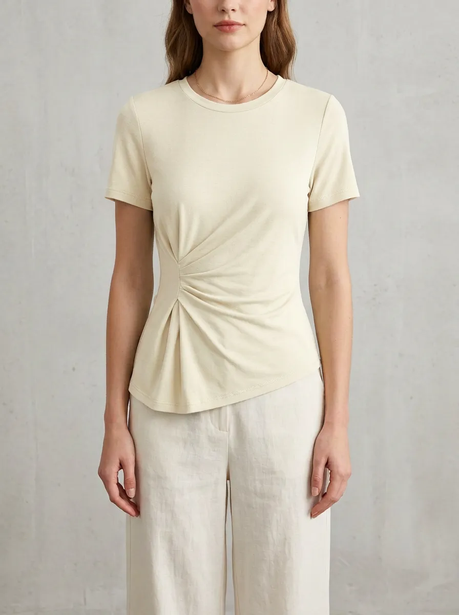 Contoured Waist-Ruched Ruched Fitted Fitted Top