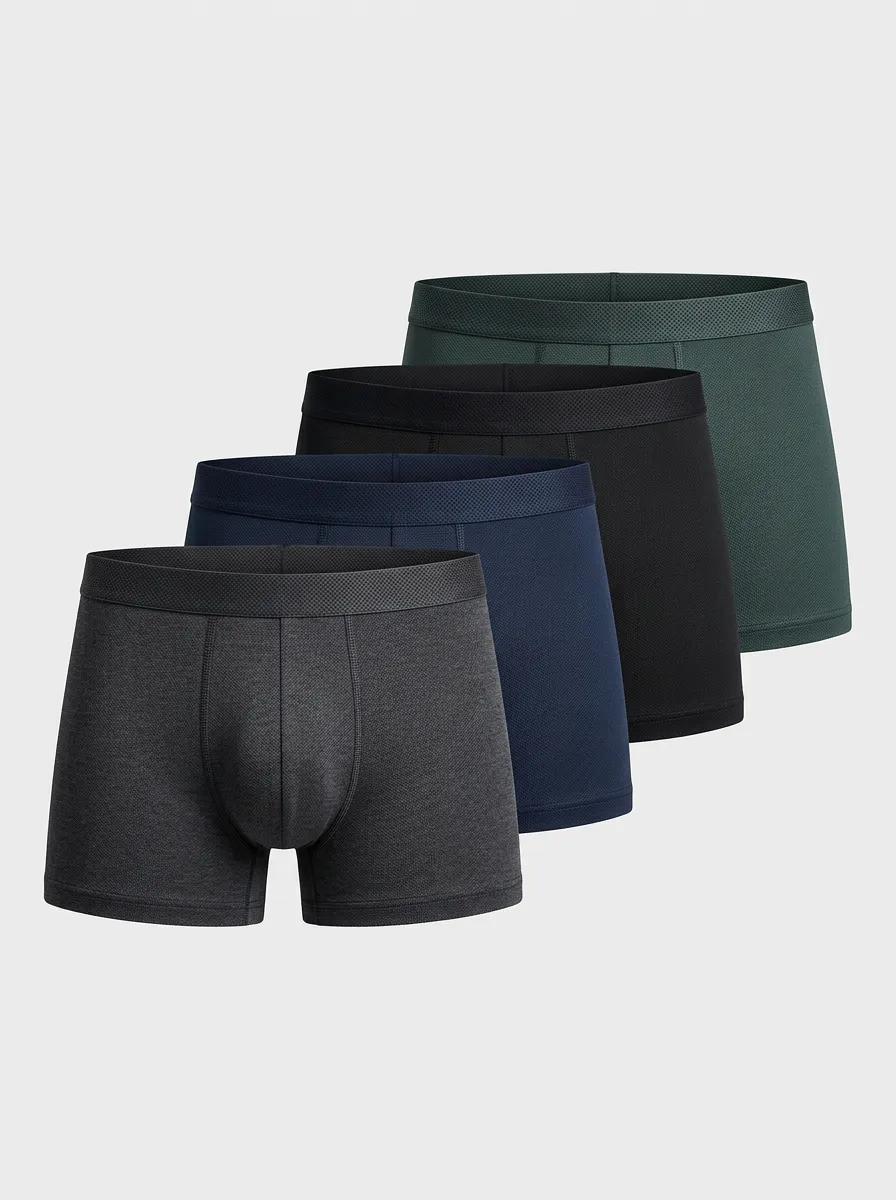 Heritage Solid Patterned Wardrobe Essential Men's Four Pack Boxer Briefs