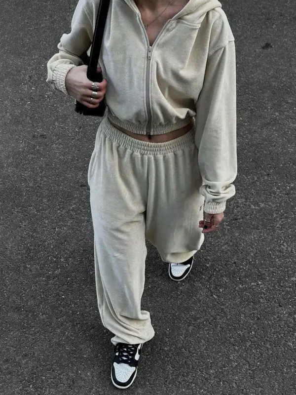 Zip Up Hoodie And Pocketed Pants Set