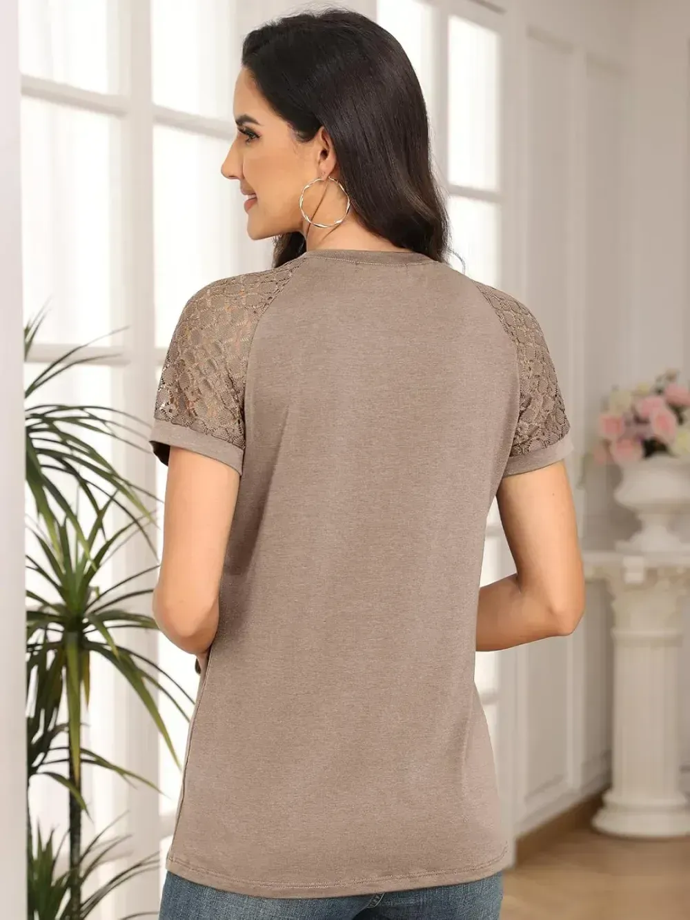 AUTOMET Womens Tshirts Trendy Fashion Tops Lace Short Sleeve Business Tee Shirts Casual Knitted Blouses Summer Outfits 2024