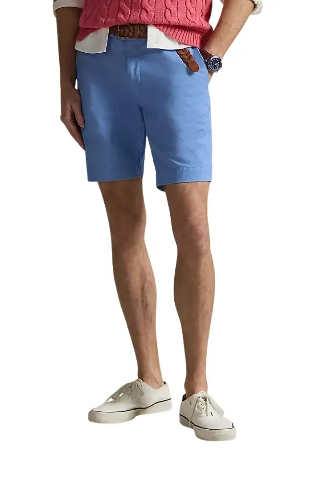 Slim Fit Flat Front Chino Shorts