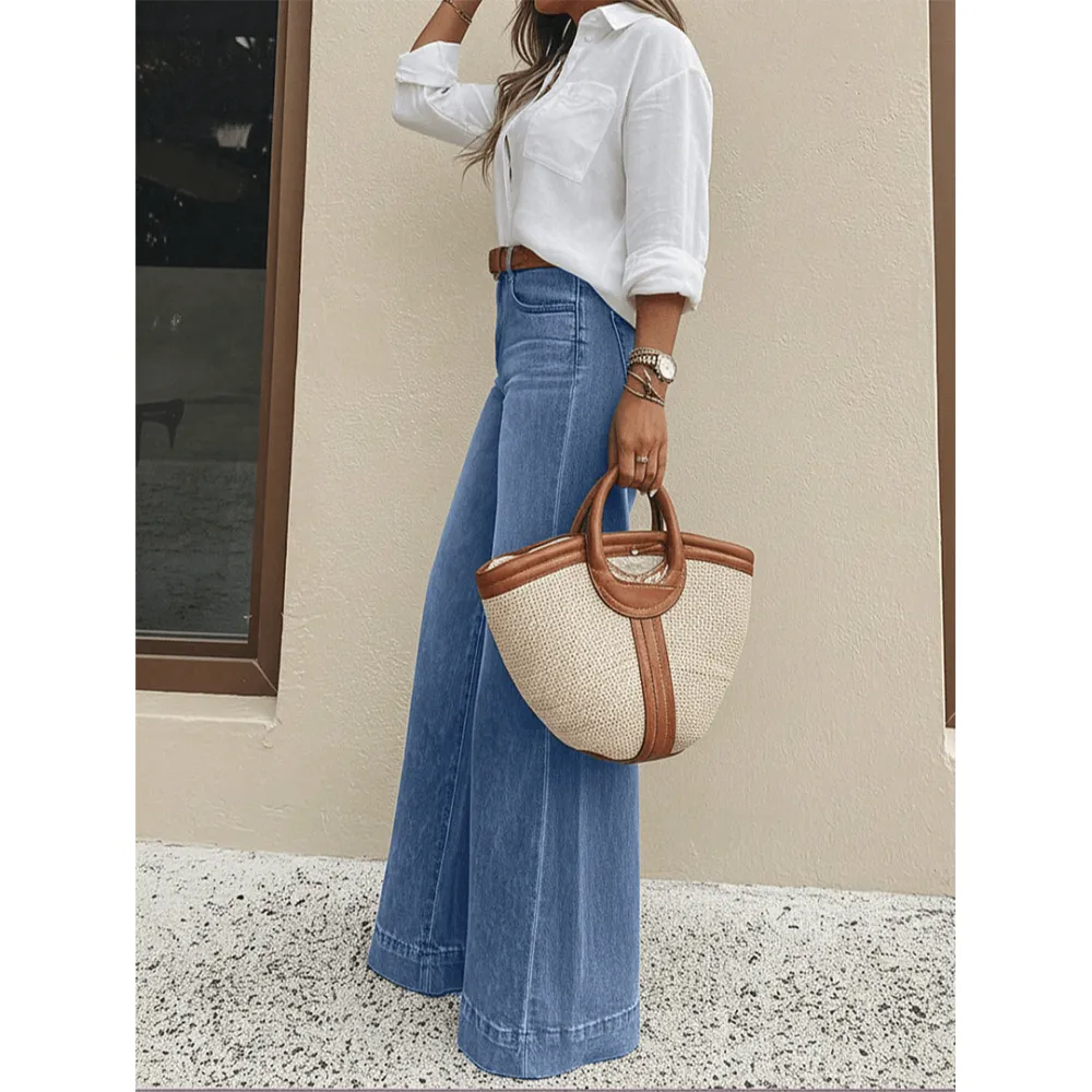 Vintage Washed Loose Wide Leg Jeans