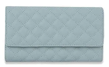 Quilted Flap Front Convertible Faux Leather Zip Wallet