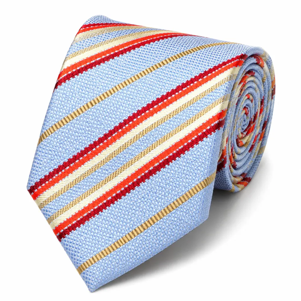 Distinctive Silk Striped Men's Necktie With Pocket Square