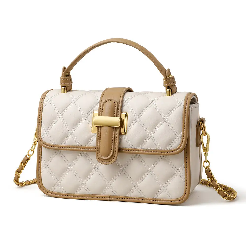 Compact Quilted Chain Strap Crossbody Bag