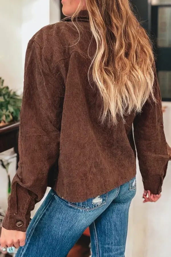 Floral Corduroy Pocket Jacket