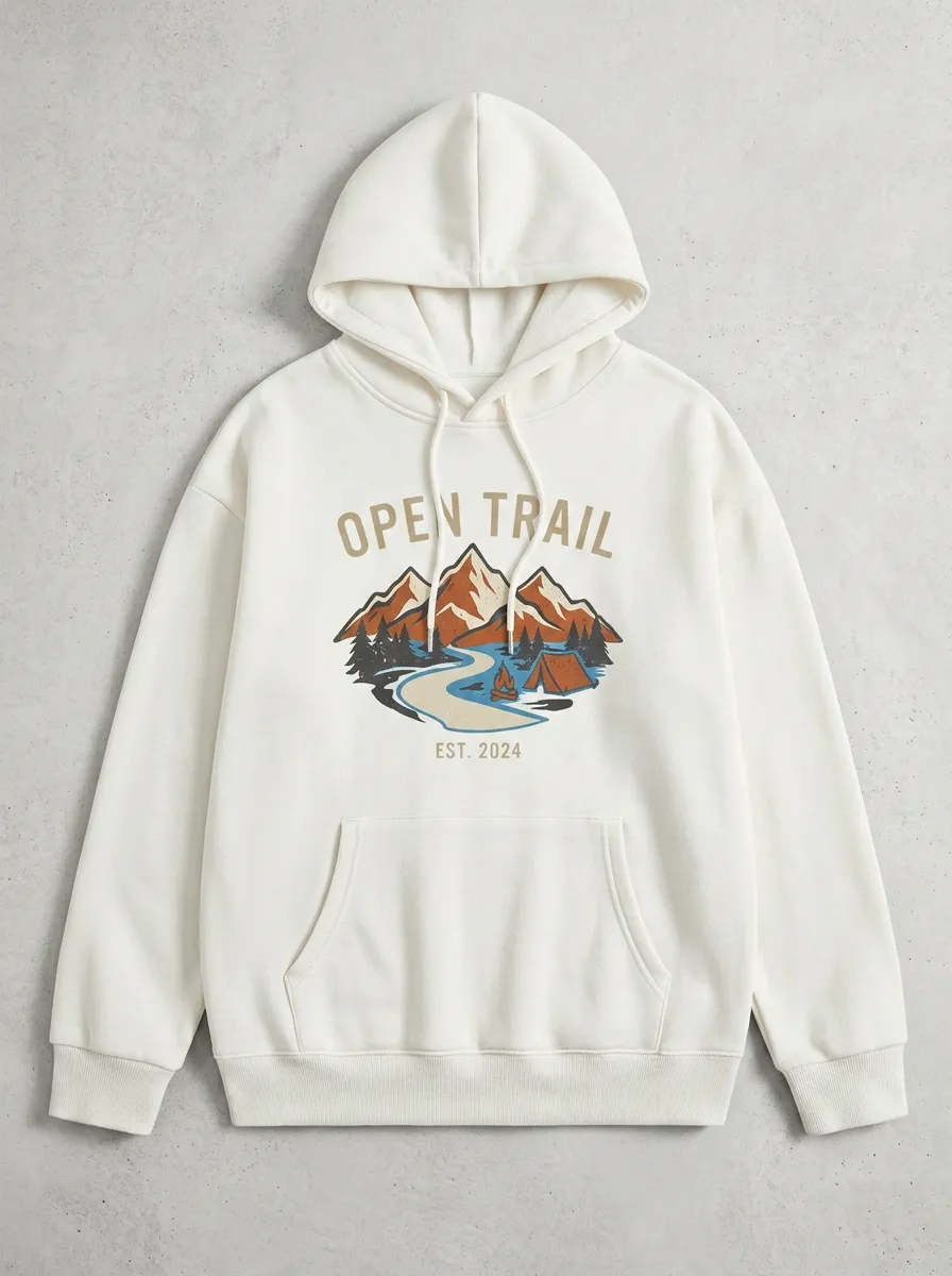 Unisex Open Trail Mountain Camping Printed Hoodie