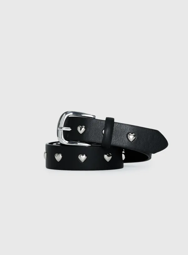 Heart Stud Silver Buckle Belt