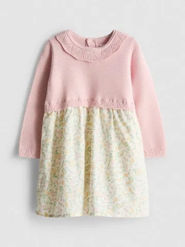 0-18mths | Pure Cotton Newborn Cardigan Smock Dress