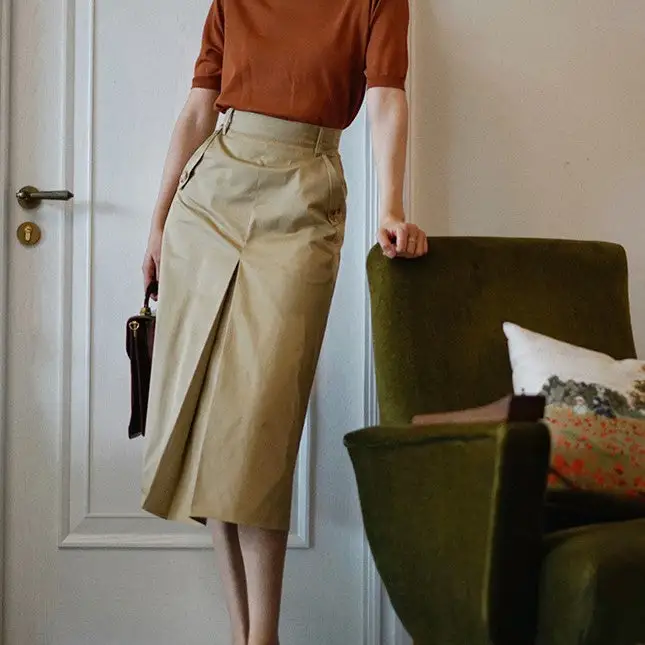 Simple Utility Everyday Casual Cotton Skirt