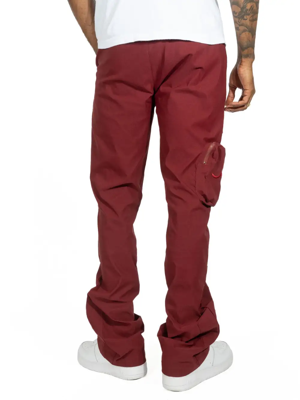 Nylon Stacked Pants - Burgundy
