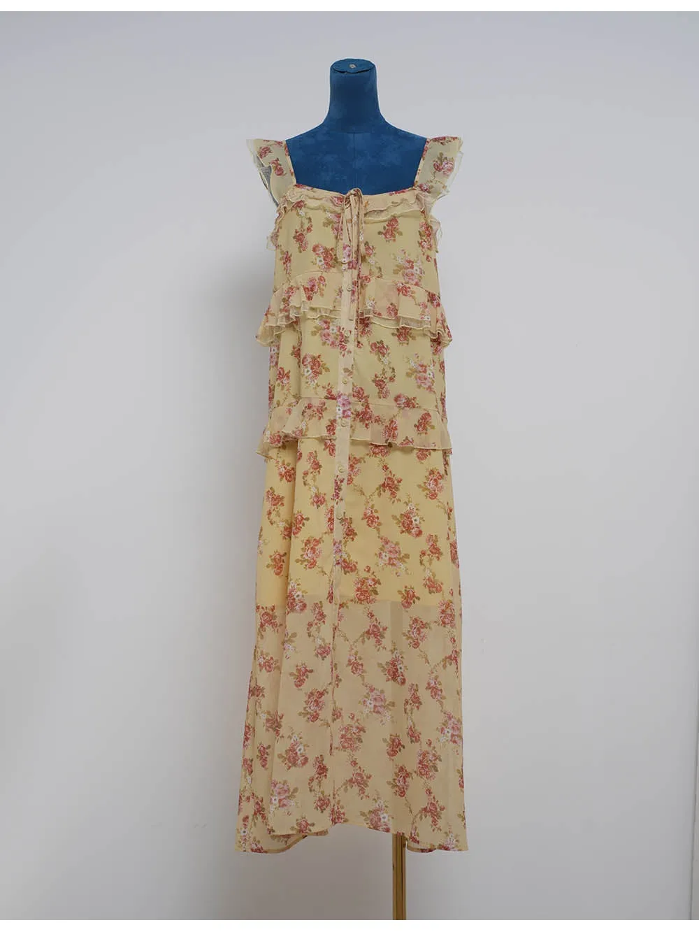 Boho Front Tiered Ruffle Sleeveless Midi Dress