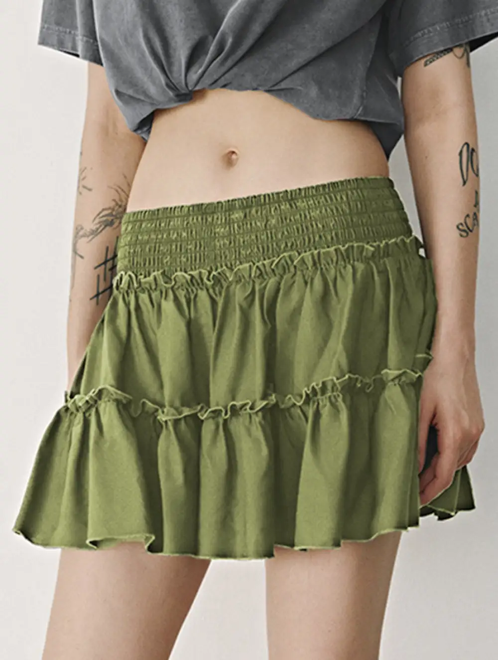 Elastic Waist Midi Skirt