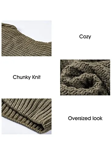 Womens Open Front Long Sleeve Chunky Knit Cardigan Sweaters Loose Outwear Coat