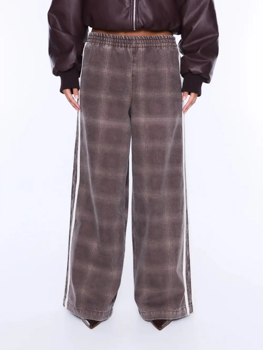 Check Wide Leg Pants
