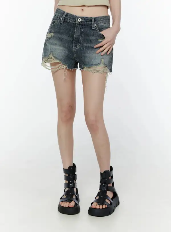 Vintage Distressed Denim Shorts