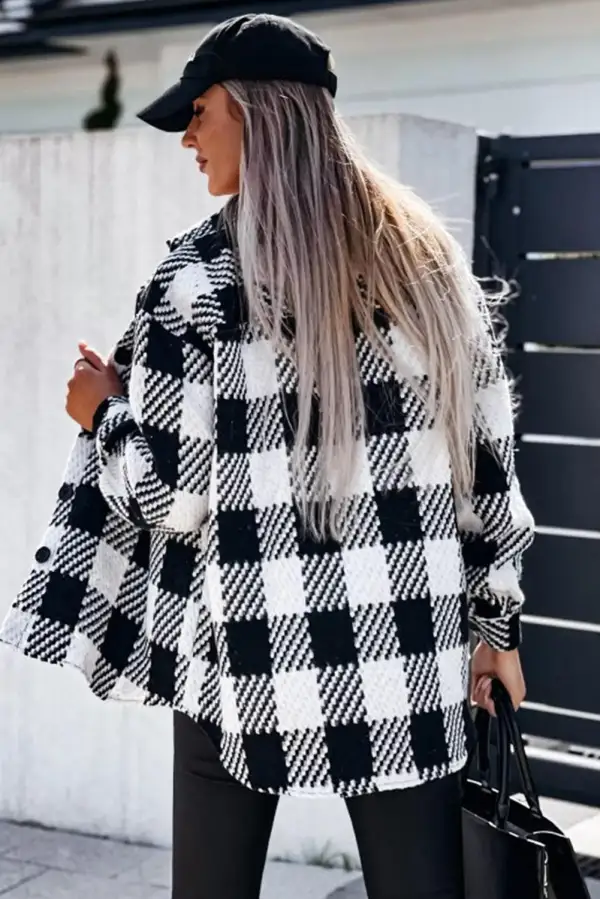 Plaid Textured Flap Pocket Shirt Jacket