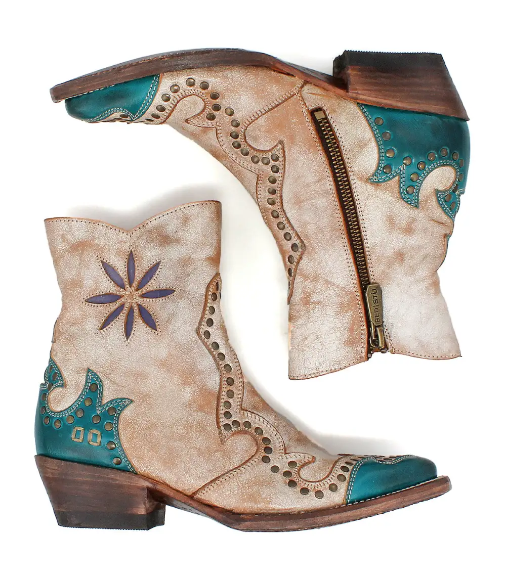 Floral-Stitched Studded Western Boots