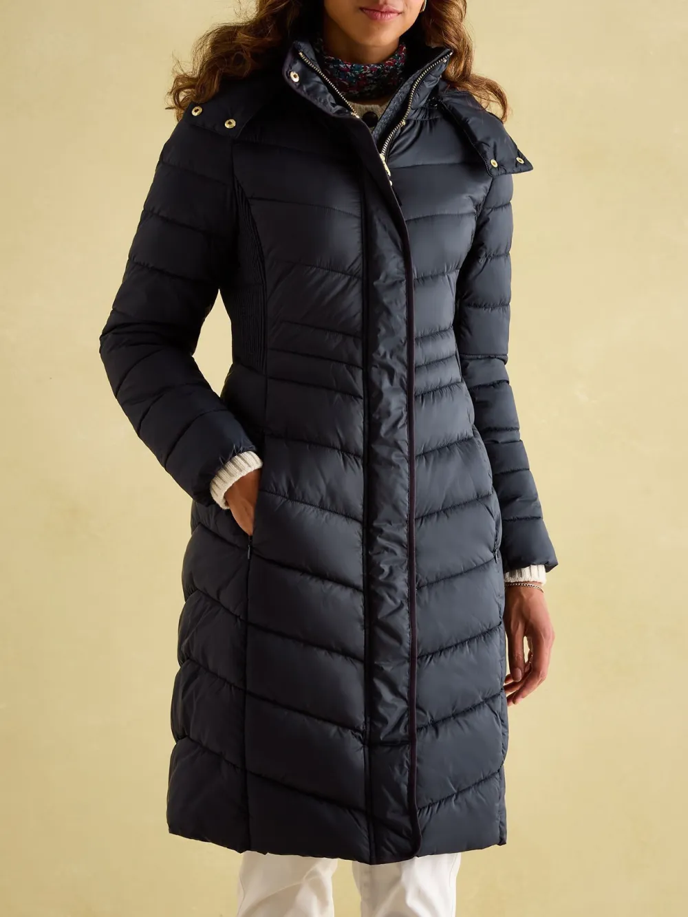Navy Blue Showerproof Longline Padded Coat