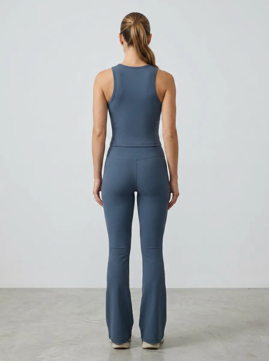 Yoga-Inspired Workout-Look Women's Tank Top Flare Pants Active Set