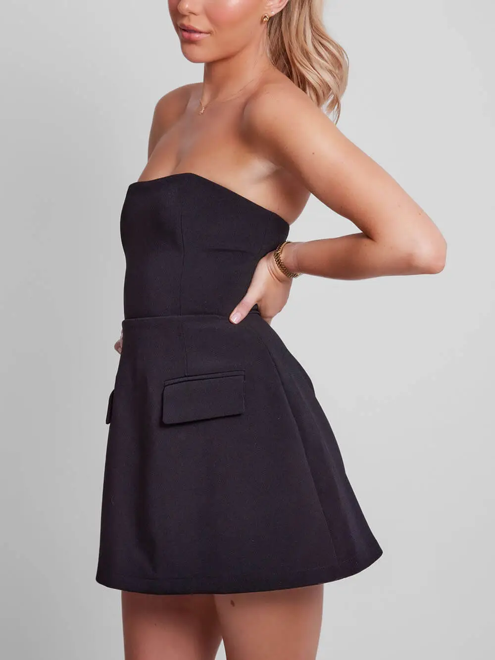 Neckline Strapless Mini Dress