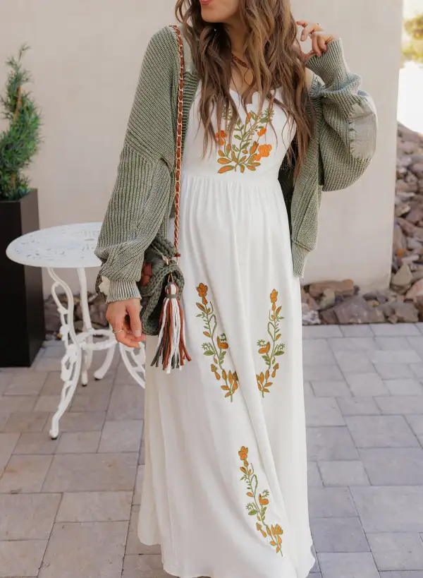 Floral Embroidered Maxi Dress
