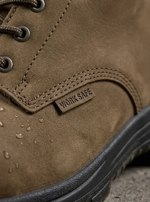 Men's Waterproof Brown Leather Work Safe Work Boots
