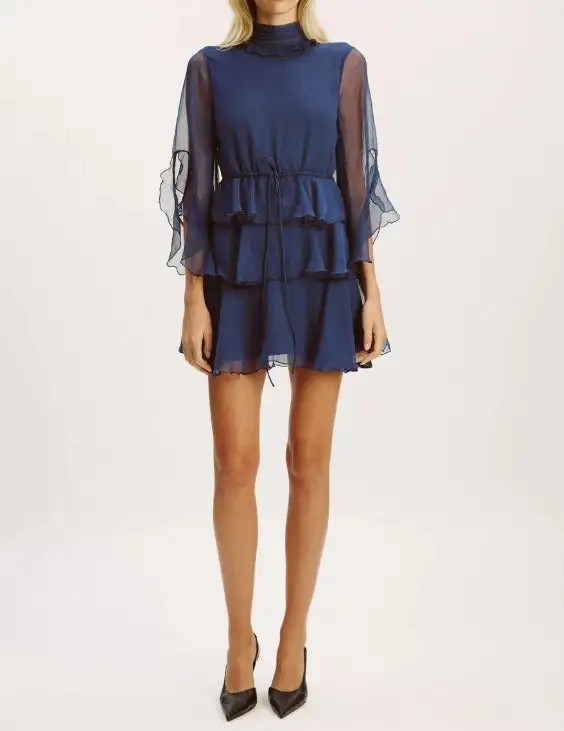 Ruffle Trim Mini Easy Fit Dress