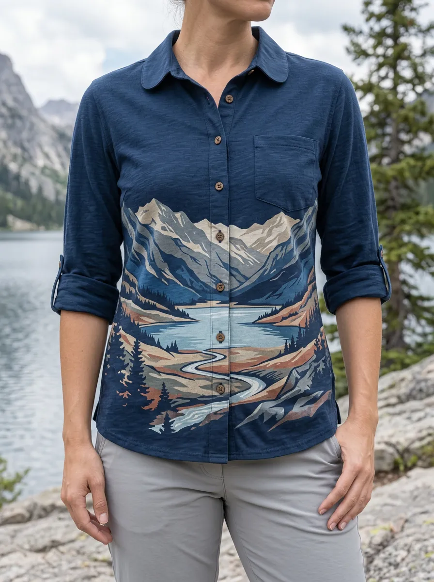 Women's Trail Nature Hiking Lover Mountain Lake Shirt