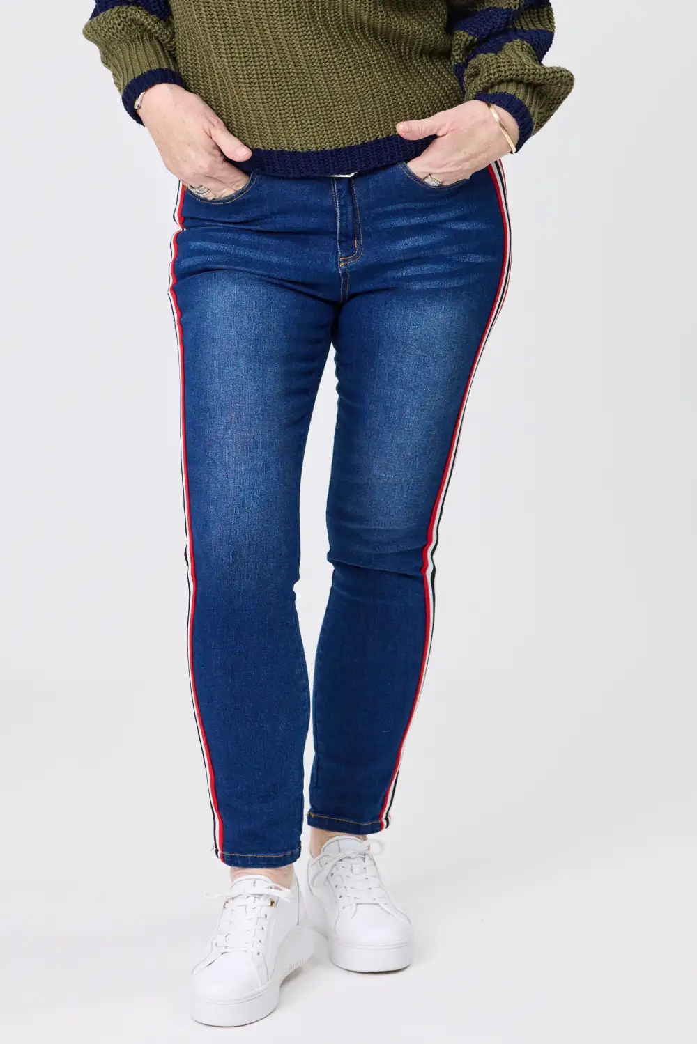 Women's Slim-Leg Denim Side-Stripe Jeans