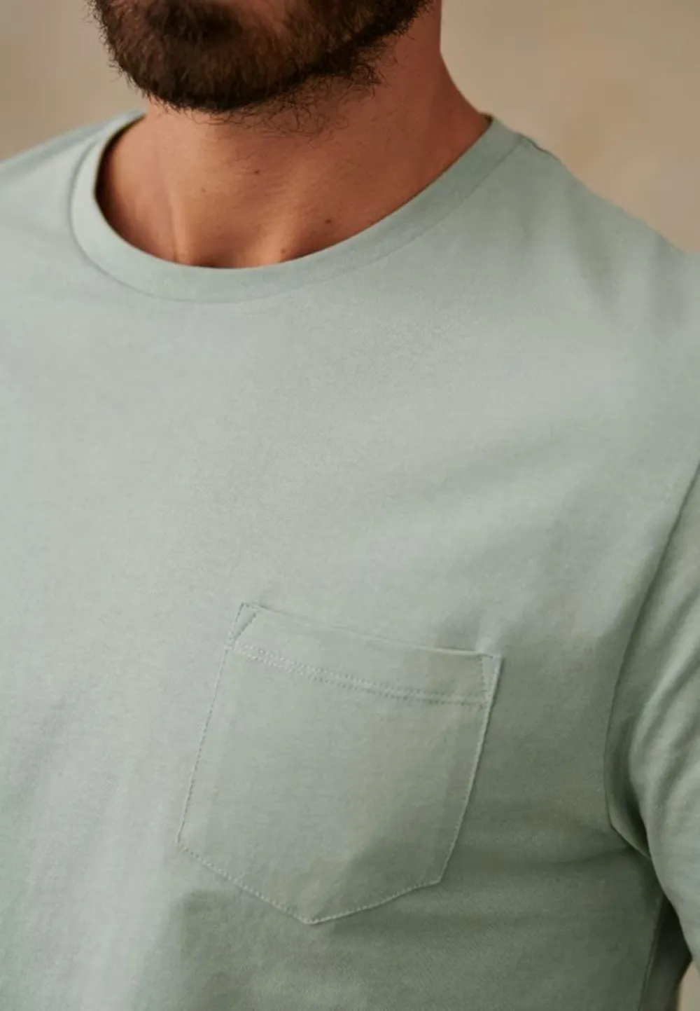 Sea Green Pocket Crew Neck Casual T-Shirt