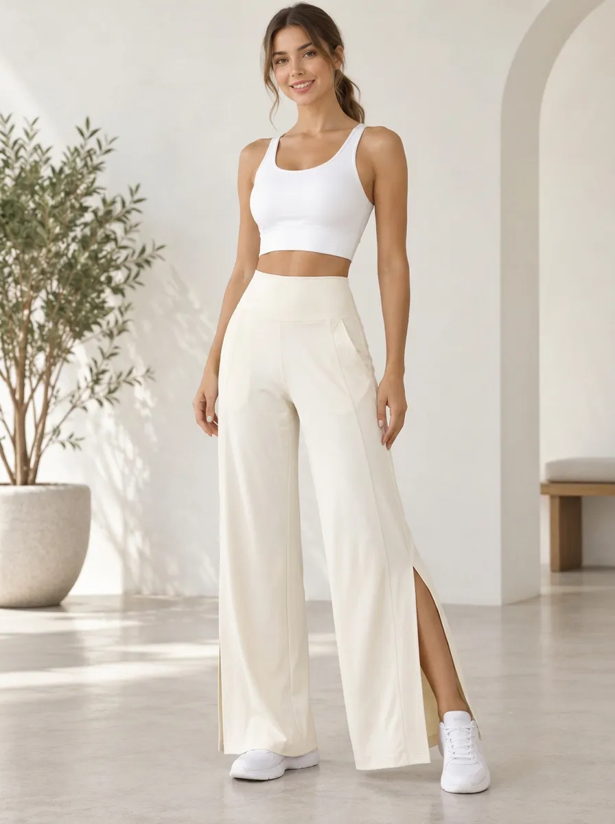 Comfort Motion Women's Wide Leg Slit Yoga Pants