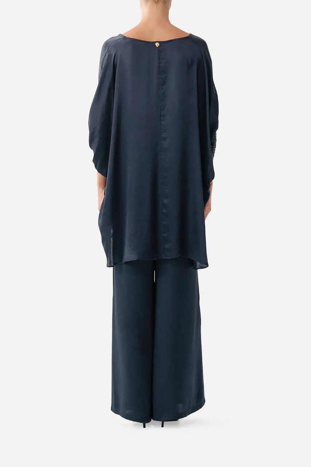 Gathered Cuff V-Neck Top