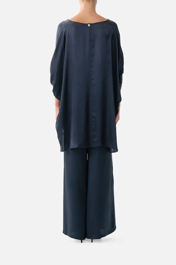 Gathered Cuff V-Neck Top