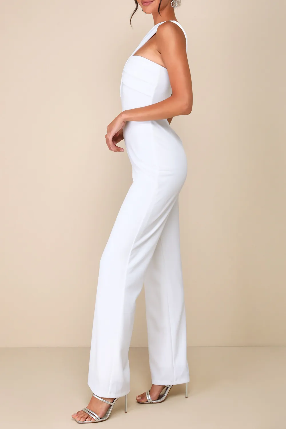 Casual Style One-Shoulder Sleeveless Jumpsuit