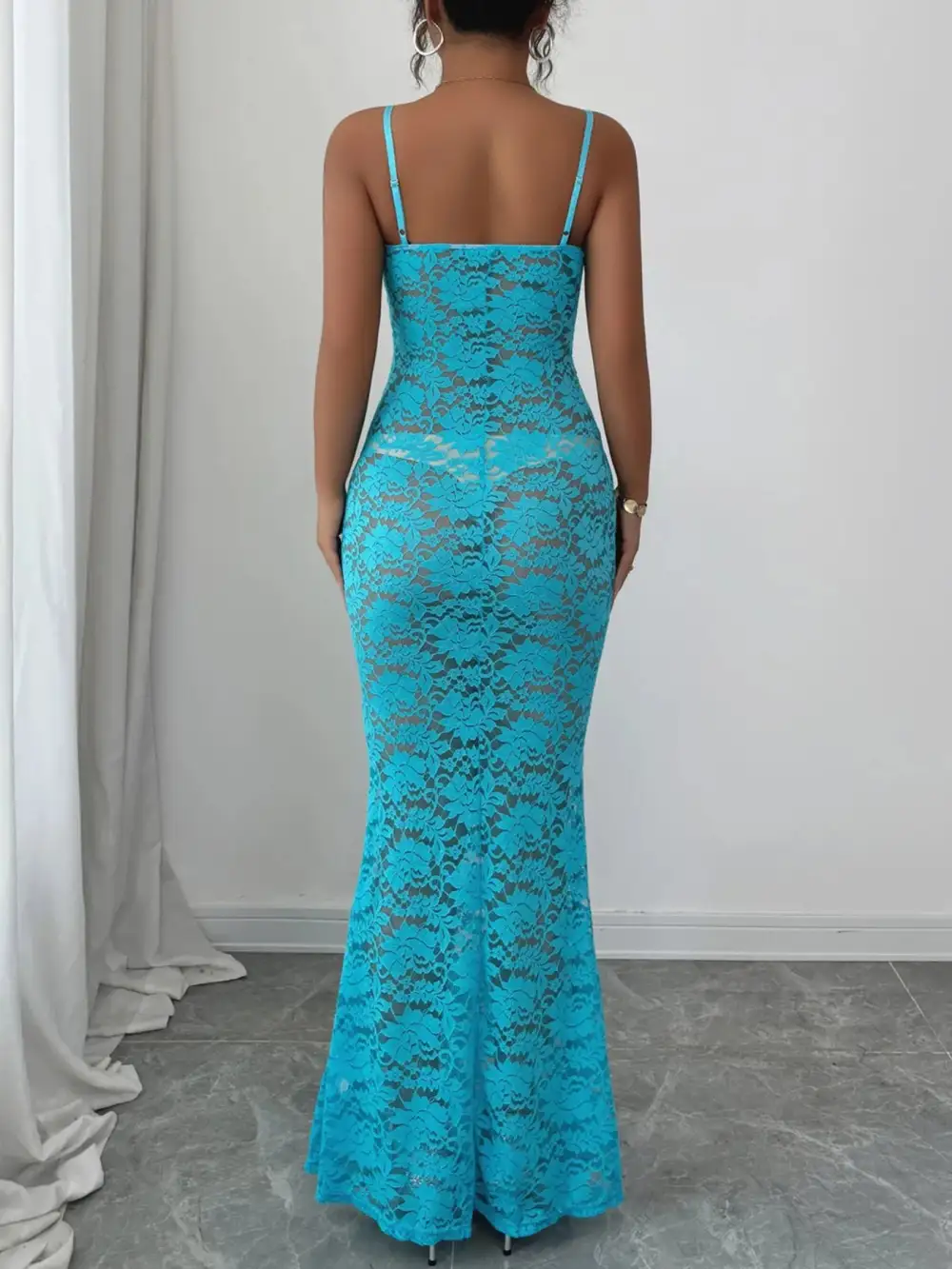 Lace Square Neck Maxi Dress