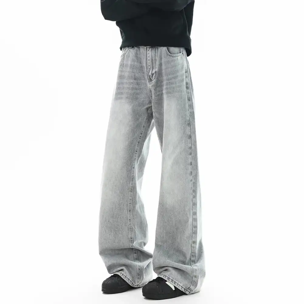 High-Rise Vintage-Wash Ultra-Wide Jeans