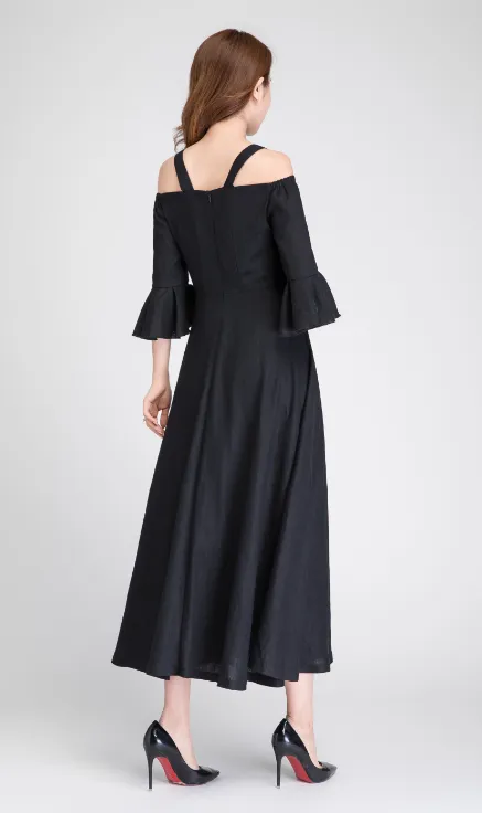Linen Ruffle Maxi Dress