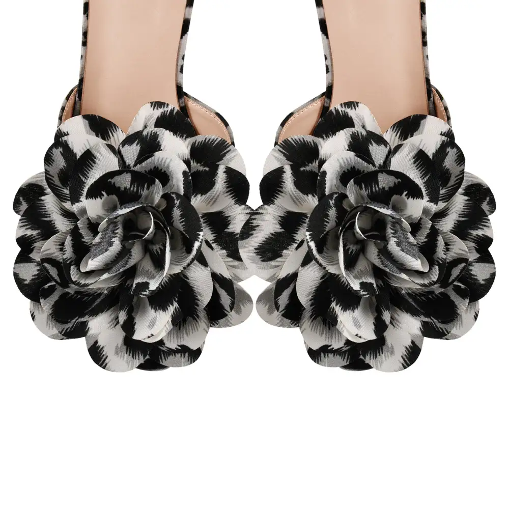Leopard Platform Flower Ankle Strap Sandals