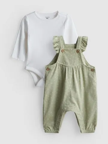 0-18mths | Bodysuit and Corduroy Dungarees Newborn Set
