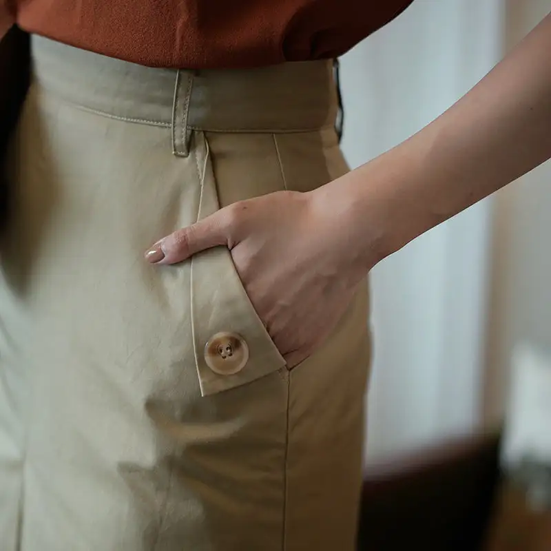 Simple Utility Everyday Casual Cotton Skirt