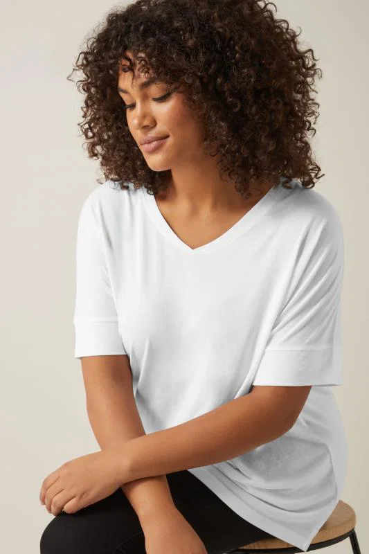 White Short Sleeve Modal Rich T-Shirt detail 3