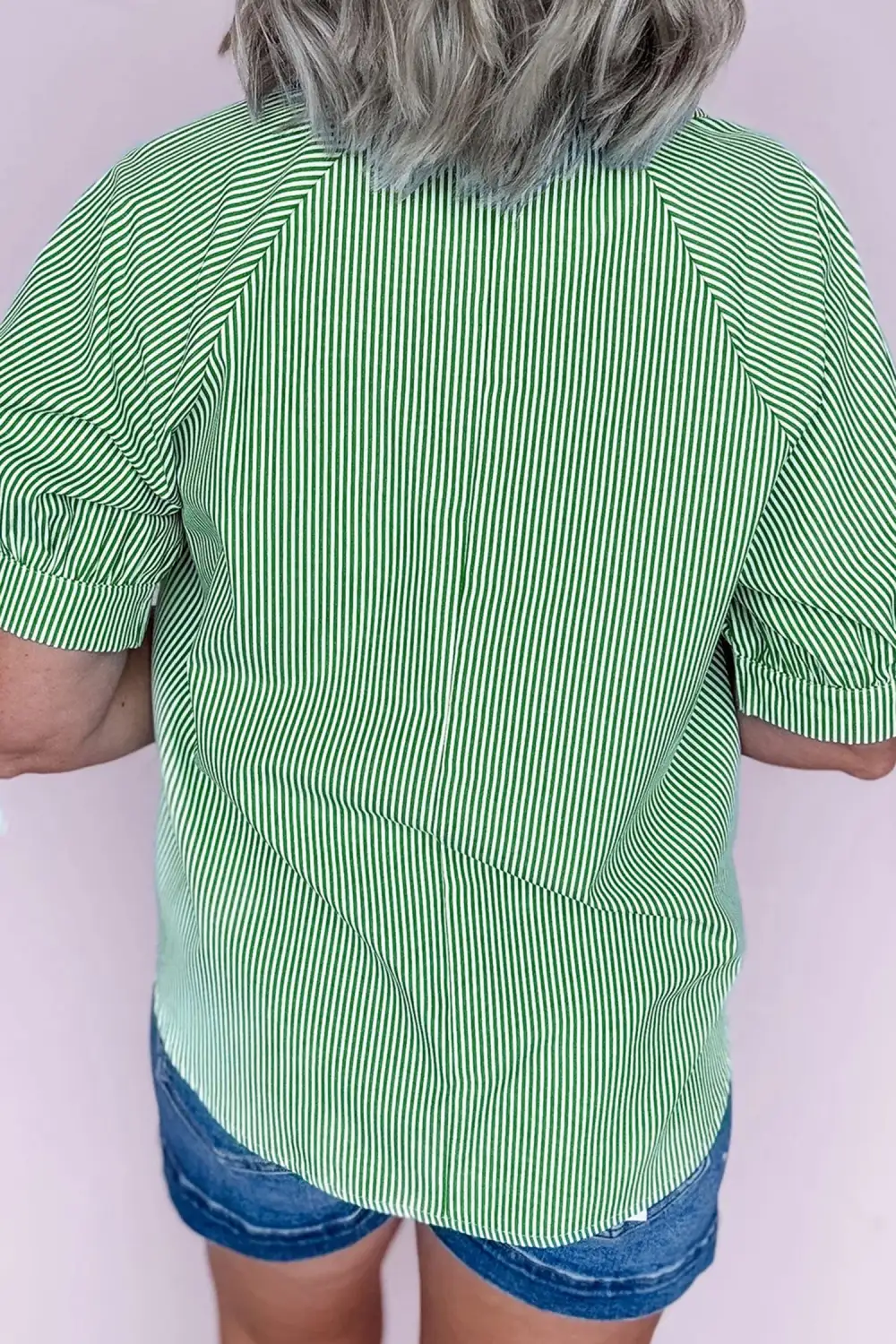 Women's Striped Split Neck Half Sleeve Top