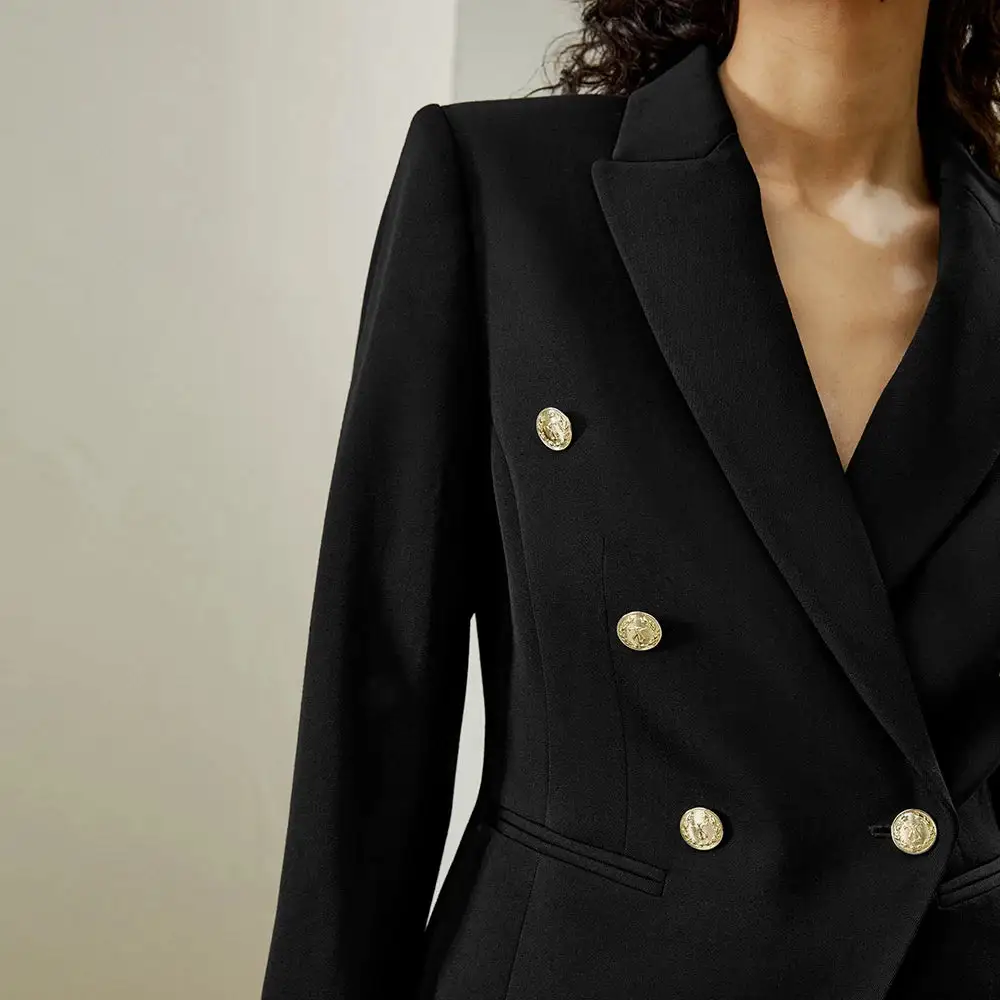 Wool Twill Double Breasted Blazer