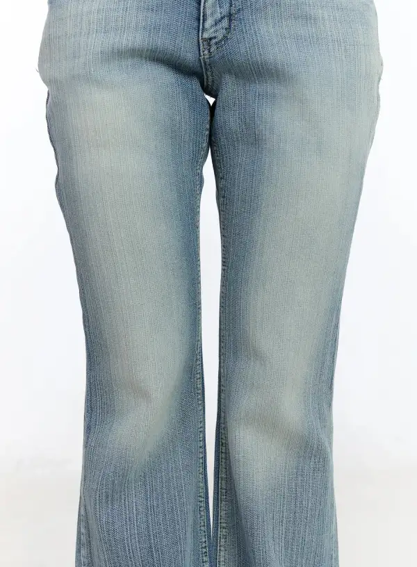 Striped Low Rise Bootcut Jeans